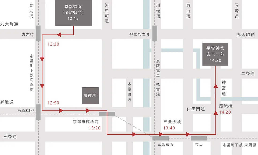 時代祭行列順路マップ